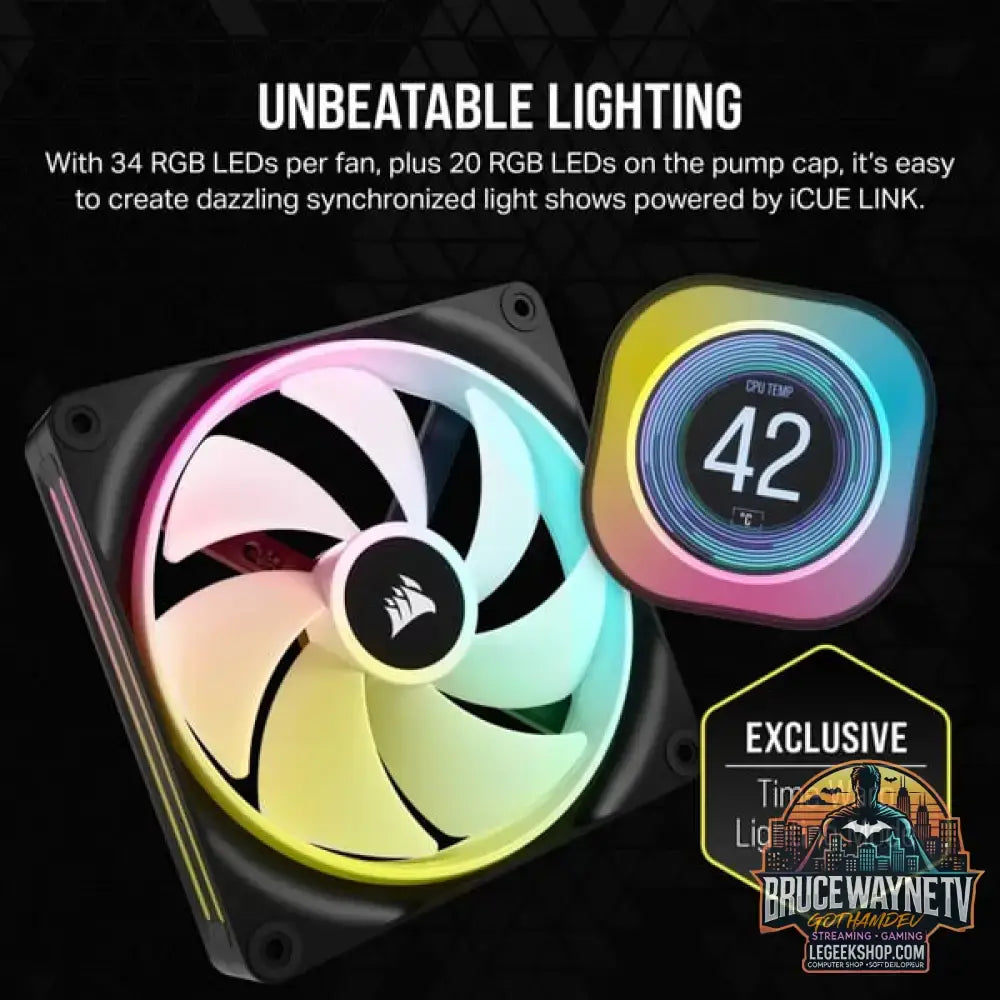 Corsair iCUE LINK H170i LCD Liquid CPU Cooler, Wasserkühlung schwarz - Corsair - vue 3