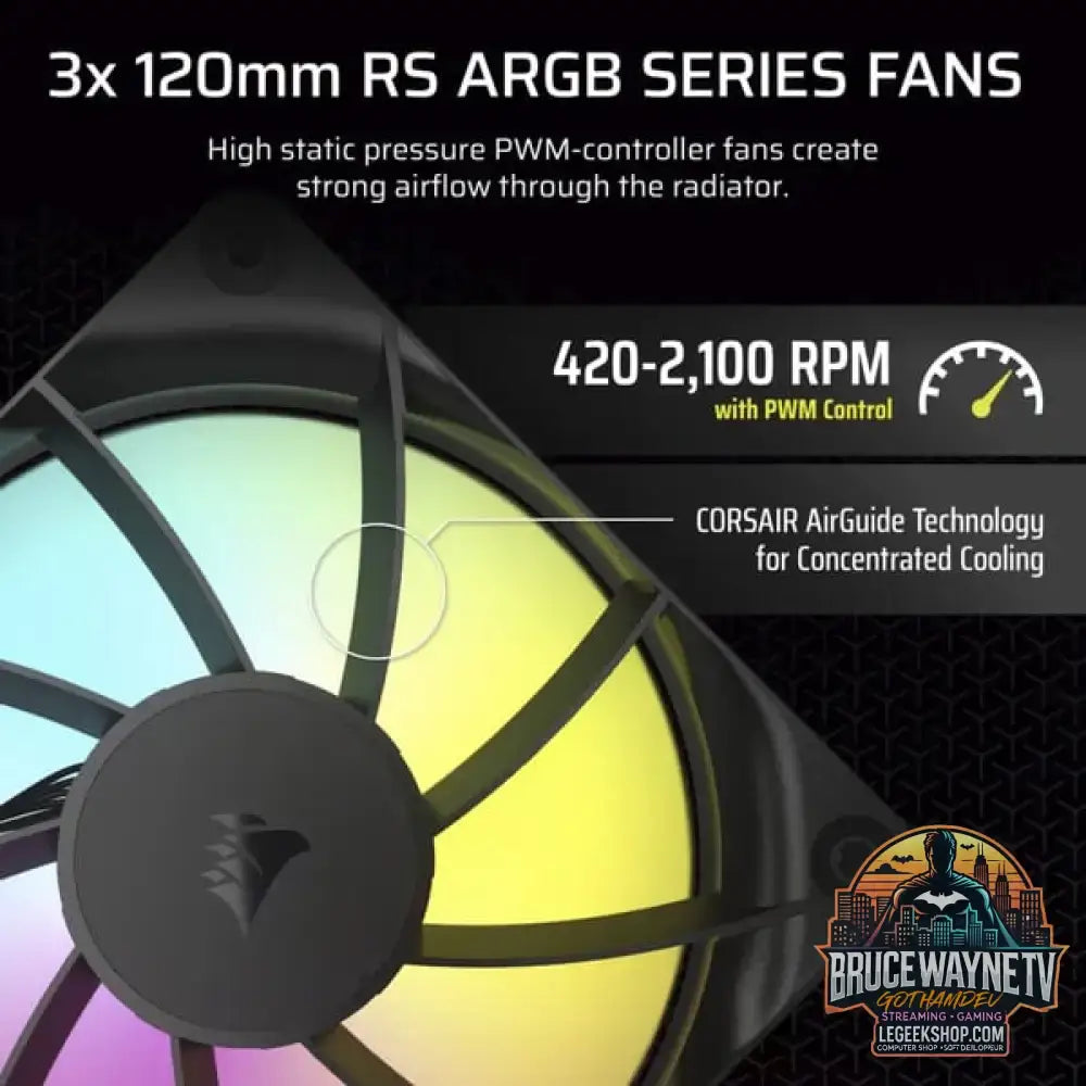 Corsair NAUTILUS 360 RS ARGB, Wasserkühlung schwarz - Corsair - vue 4