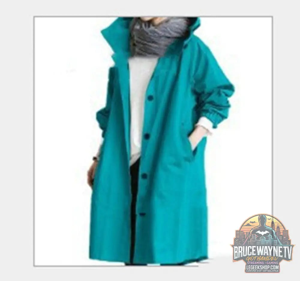 Coupe-Vent Femme Capuche Imperméable Randonnée Camping Outdoor - Peacock blue / 2XL - Veste Femme