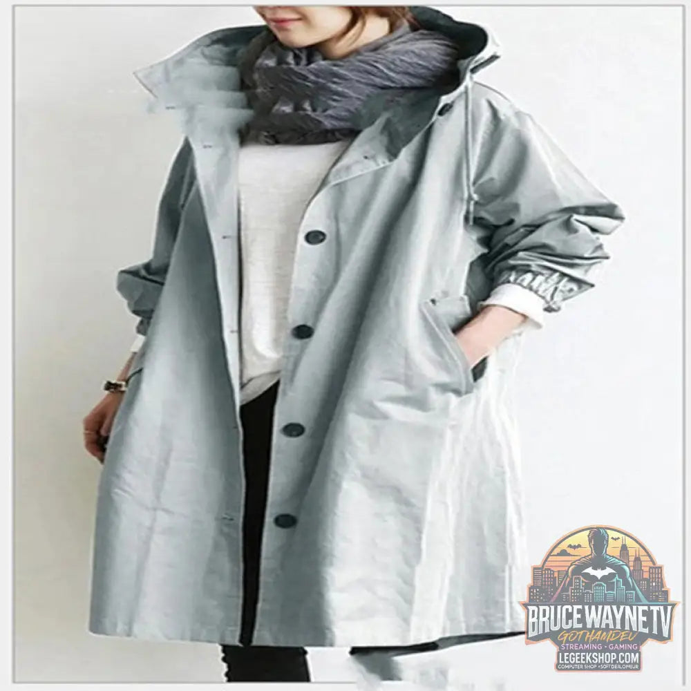 Coupe-Vent Femme Capuche Imperméable Randonnée Camping Outdoor - Light Blue / 2XL - Veste Femme