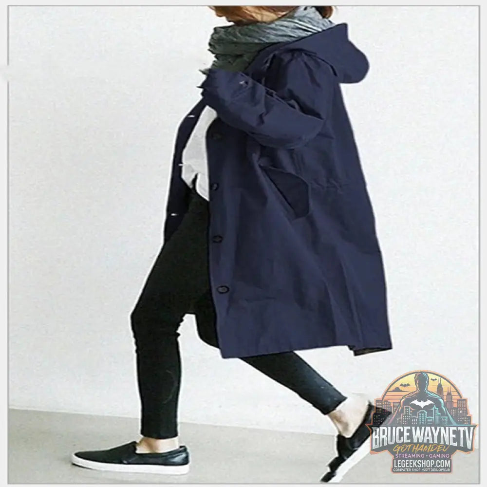 Coupe-Vent Femme Capuche Imperméable Randonnée Camping Outdoor - Navy Blue / 2XL - Veste Femme