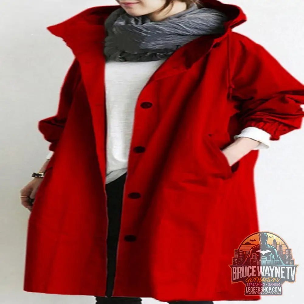 Coupe-Vent Femme Capuche Imperméable Randonnée Camping Outdoor - Red / 2XL - Veste Femme