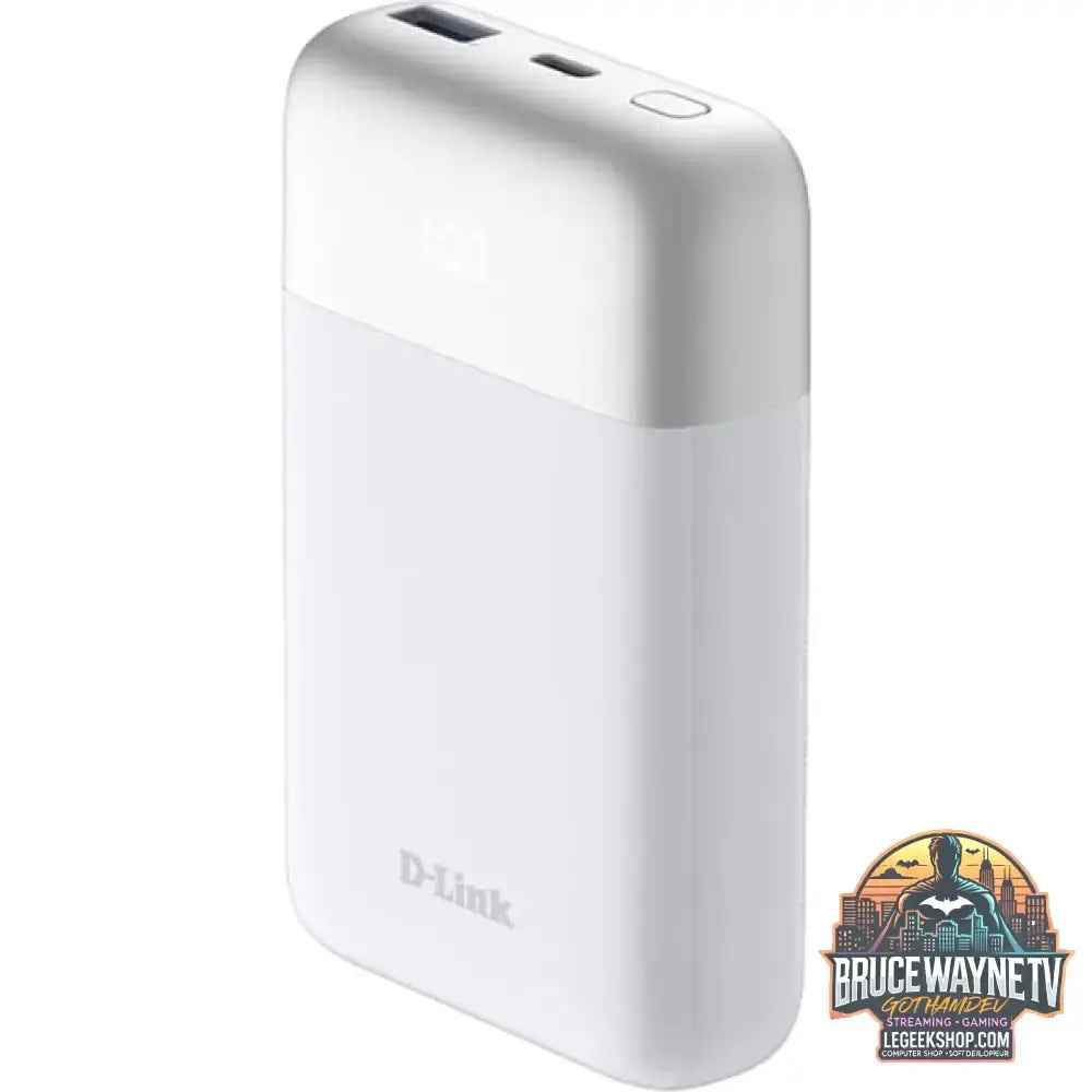 D-Link 10000mAh Powerbank DPP-101 weiß, 10 Ah, 1x USB-A, 1x USB-C, PD 3.0, QC 3.0 - D-Link - vue 3