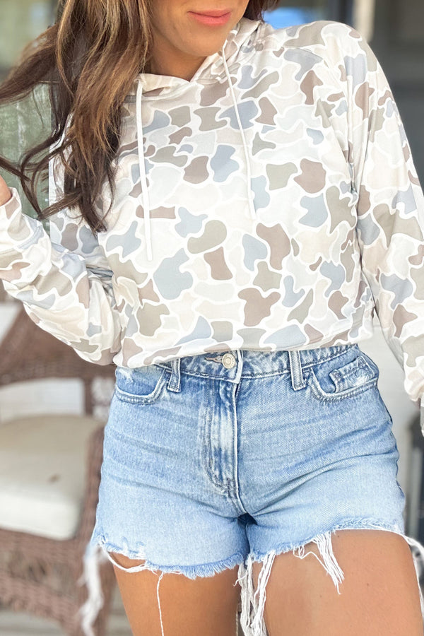 Beige Camouflage Print Relaxed — Tops/Sweatshirts & Hoodies, photo principale LeGeekShop