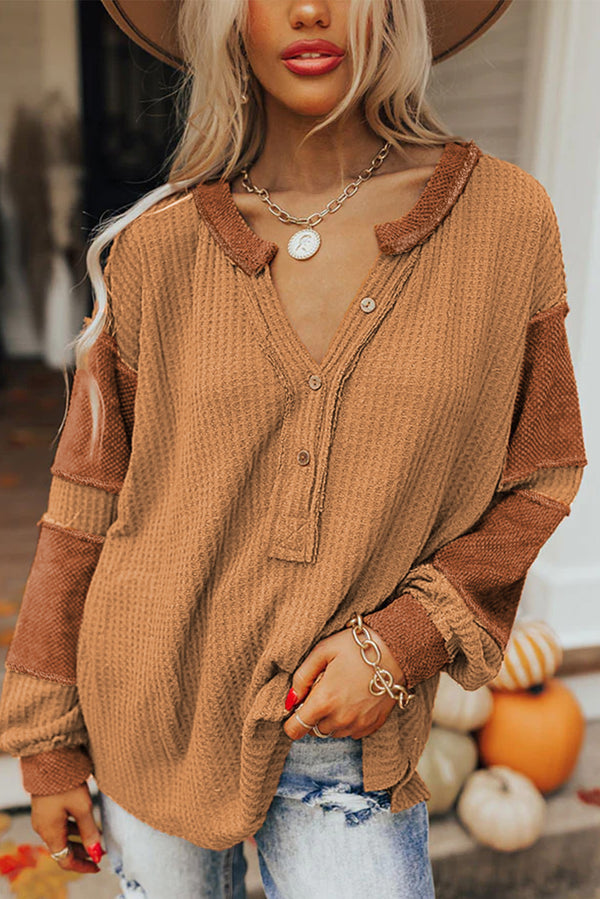Haut femme gaufré, en maille — orange
