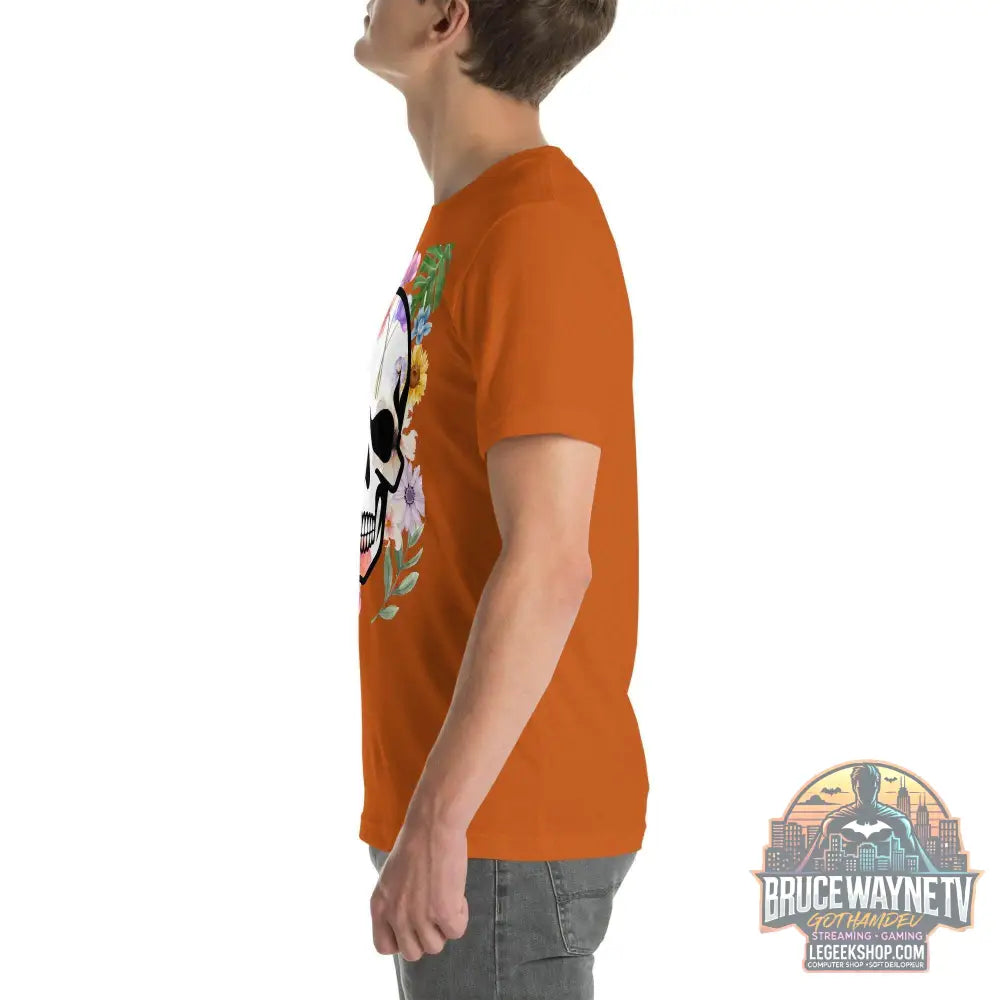 T-shirt Unisexe à Imprimé Crâne et Fleurs - Mode Estivale | Wayne Outfitters - Legeekshop