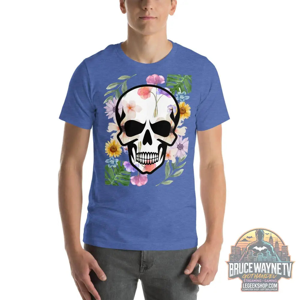 T-shirt Unisexe à Imprimé Crâne et Fleurs - Mode Estivale | Wayne Outfitters - Legeekshop