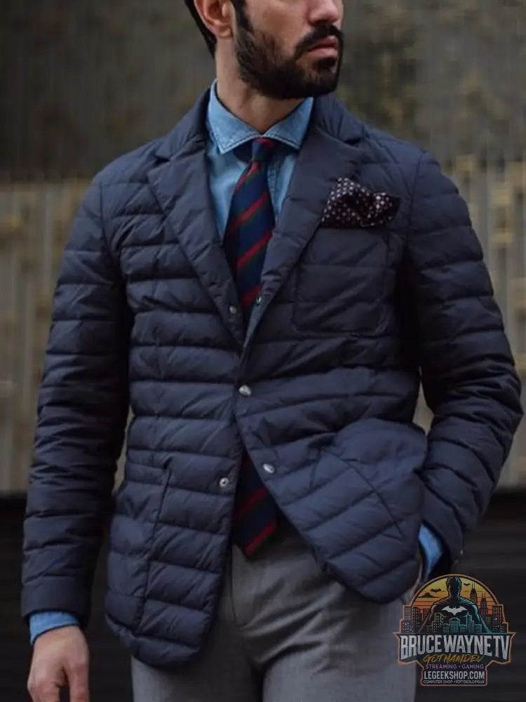 Doudoune Homme Matelassée Coton Automne Hiver Style Britannique - Blue / XS - Doudoune Homme