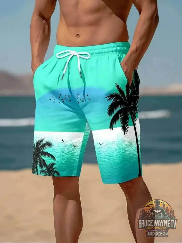 🩳 Short de plage imprimé cacahuètes 3D – Harajuku & Palmiers exotiques - Legeekshop