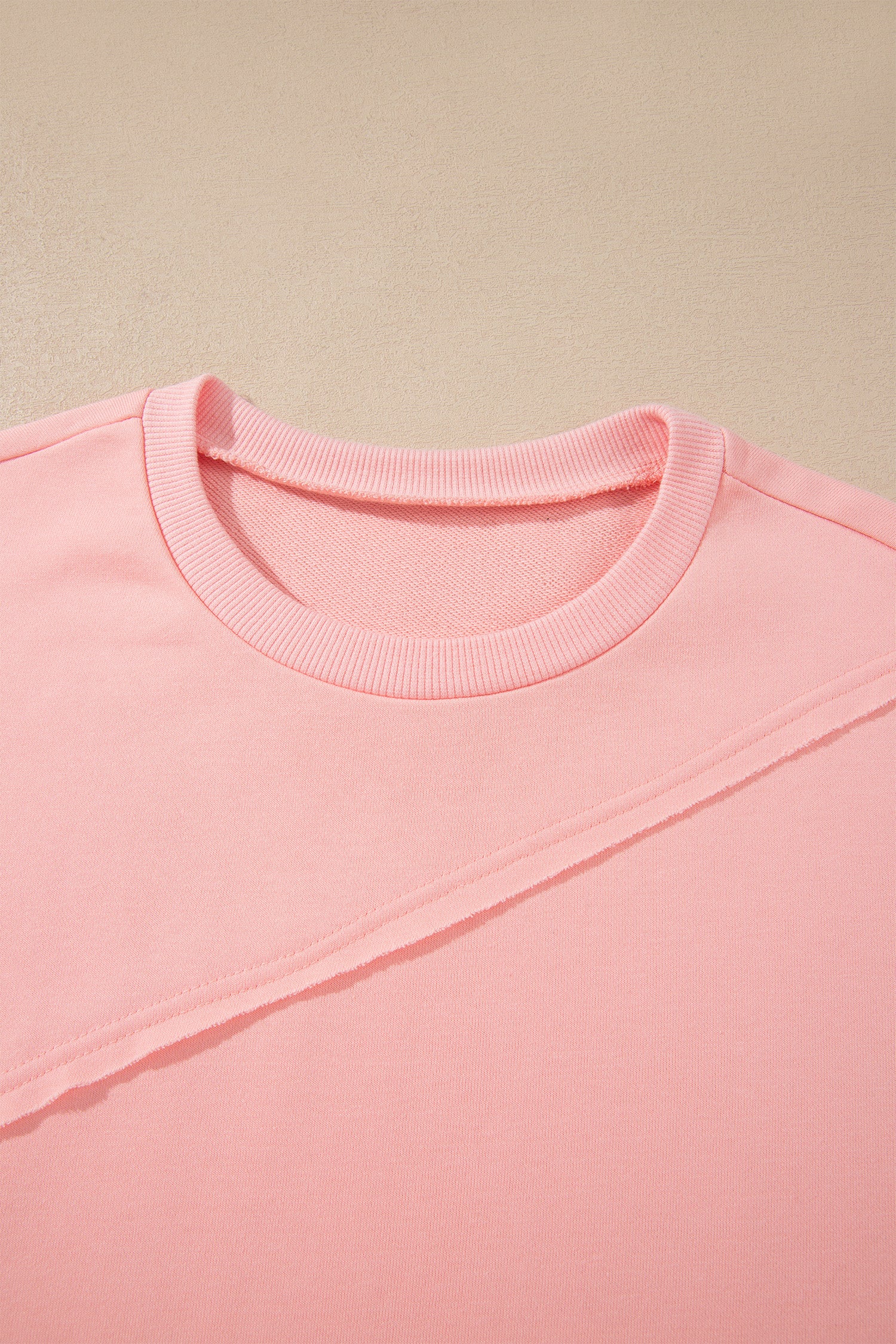Pink Colorblock Striped Patchwork Long Sleeve Round Neck Blouse