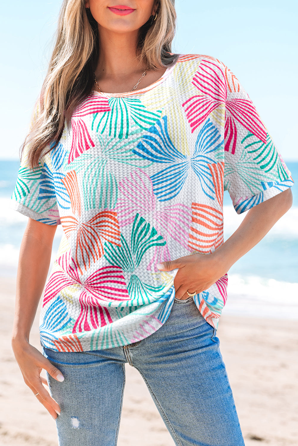 Pink Bowknot Printed Waffle — Tops/Tops & Tees, vue 4, LeGeekShop