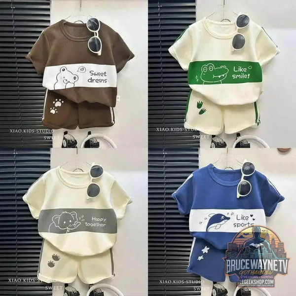 Ensemble d'été rayé à manches courtes pour enfant, vêtement pour bébé, fille et garçon, nouvelle collection 2024 - Legeekshop