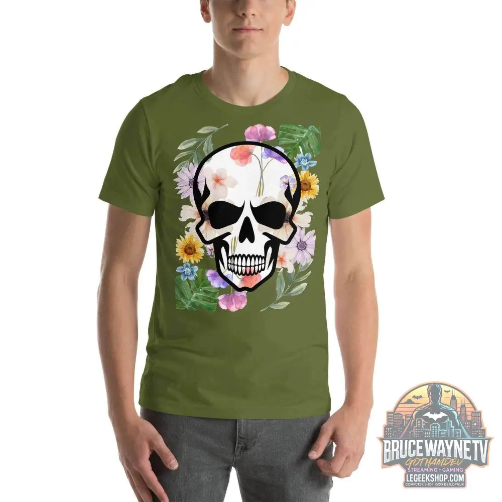 T-shirt Unisexe à Imprimé Crâne et Fleurs - Mode Estivale | Wayne Outfitters - Legeekshop