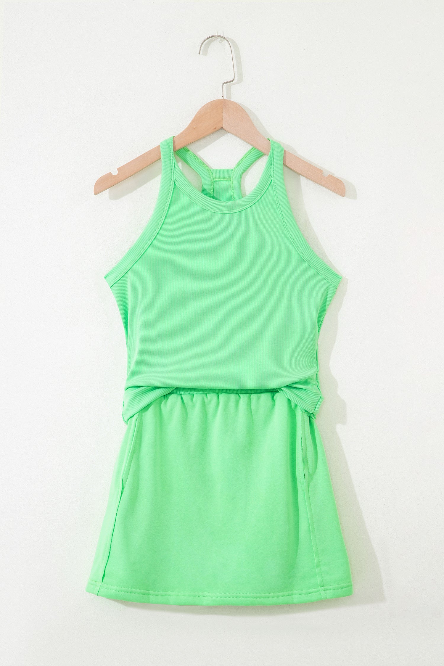 Sky Blue Slim Tank Top Elastic Waist Mini Skort 2pcs Outfit