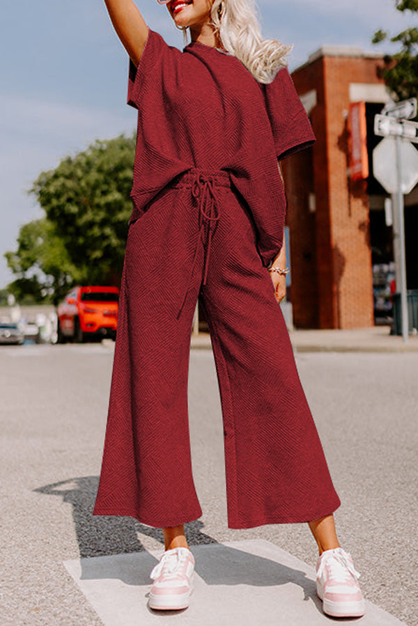 Pantalon femme à cordon, ample — rouge
