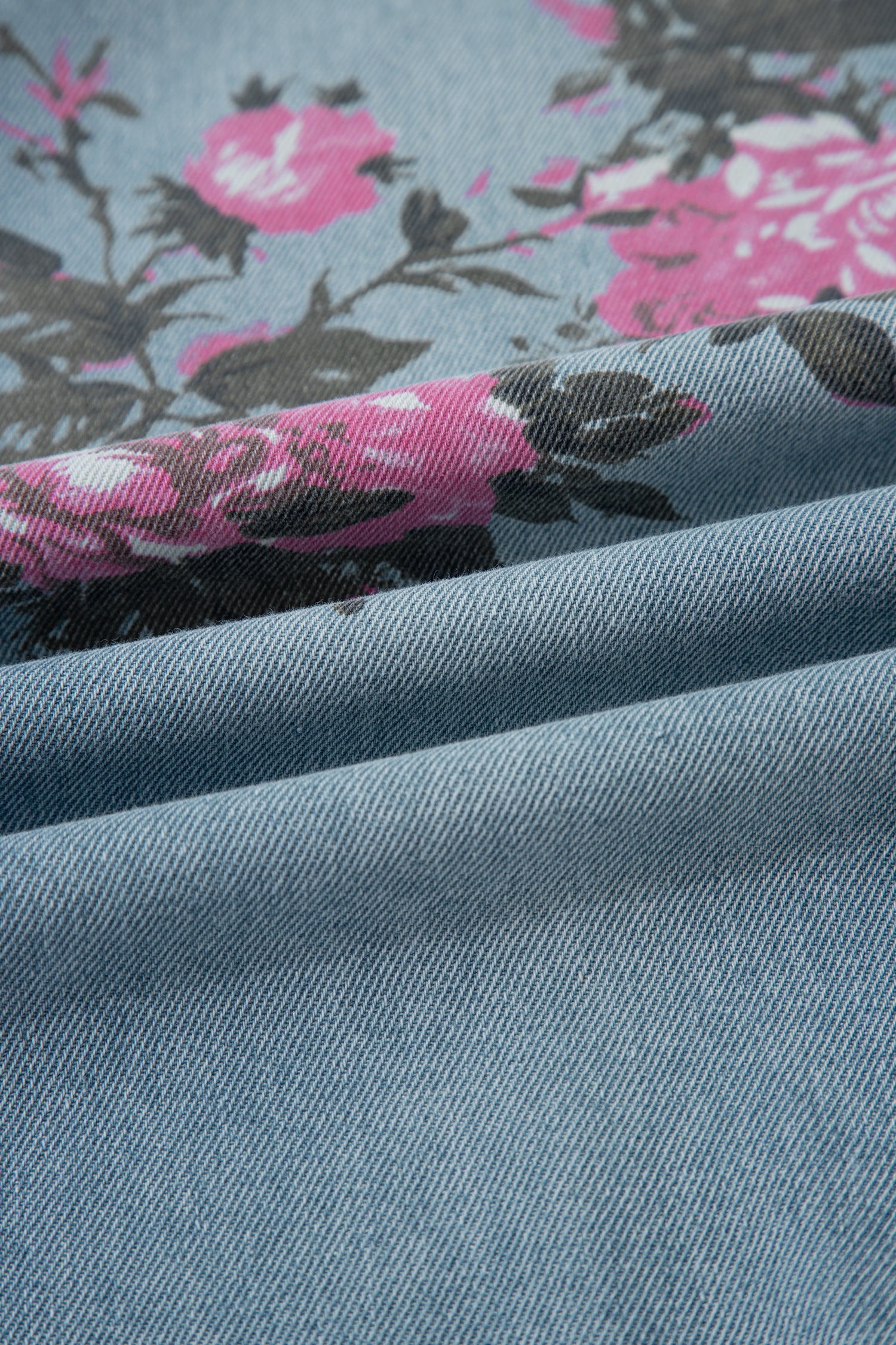 Sky Blue Garden Floral Print Bootcut Jeans