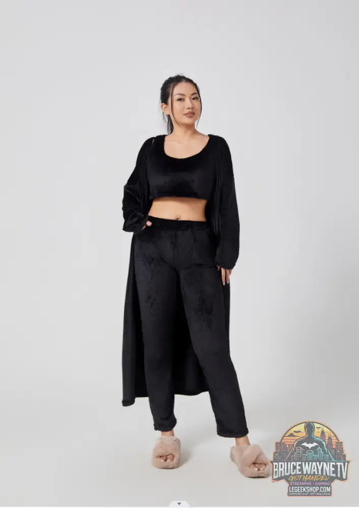🌙 Ensemble Pyjama 3 Pièces Femme Lounge Confort Doux Hiver 🌙 - Black / S - Ensemble Pyjama Femme