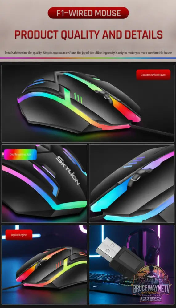 F1-Souris filaire 3 prédire avec éclairage c… — vue détail 12 LeGeekShop