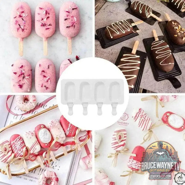 🍨 Moule à crème glacée en silicone – Fabrication de sucettes glacées maison (4/8 trous) - Legeekshop