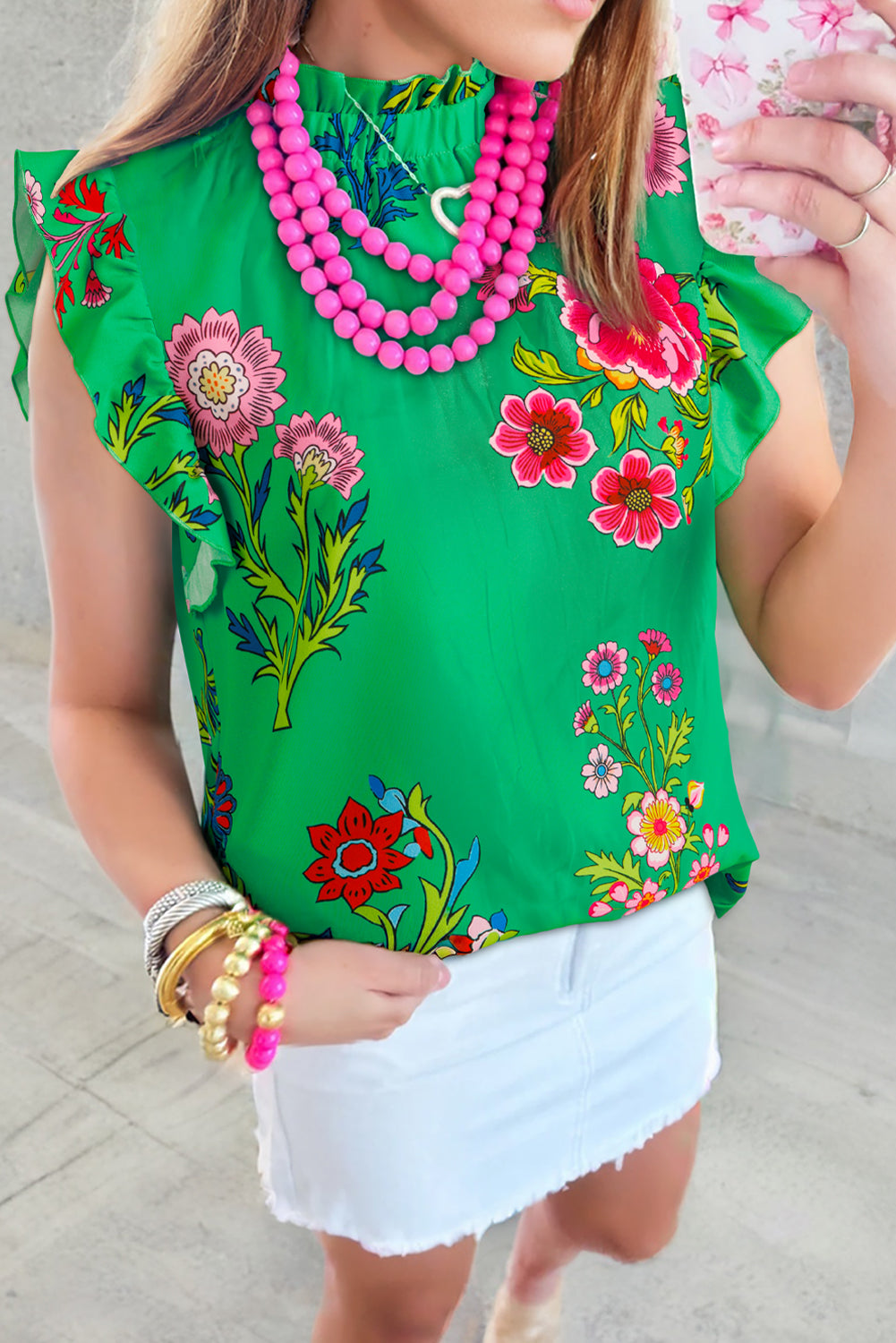 Blouse femme floral — vert