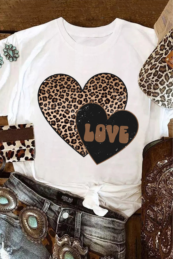 T-shirt léopard, graphique — blanc