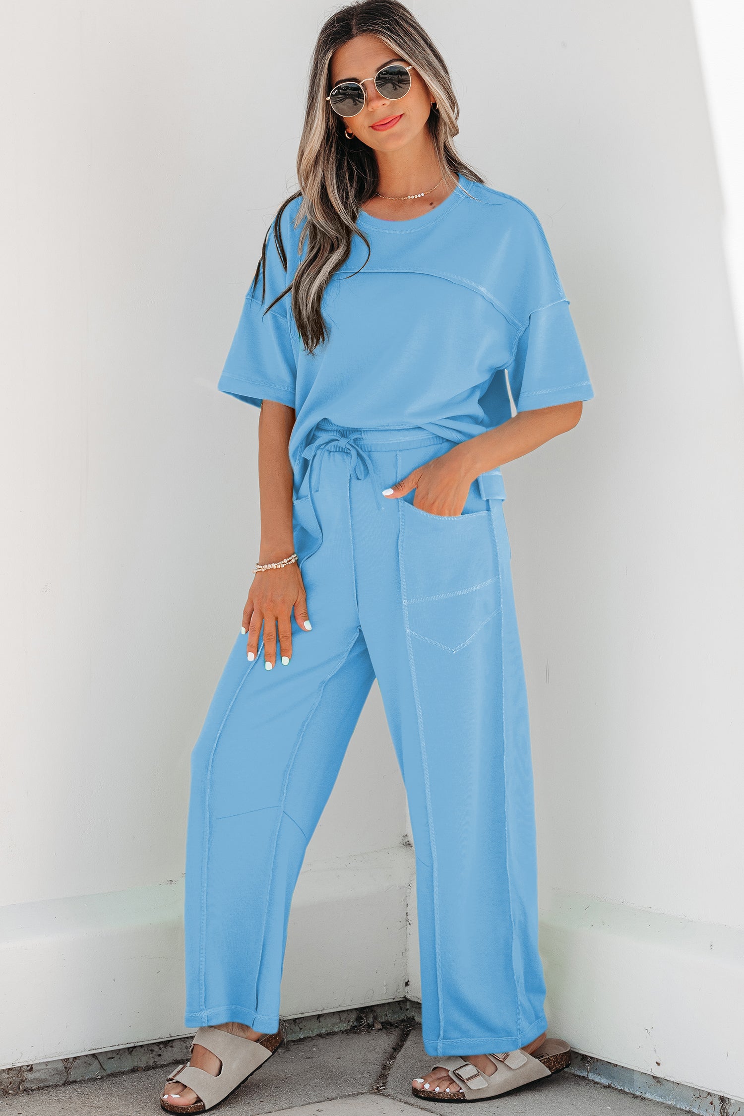 Racing Red Drop Shoulder Boxy Tee and Barrel Pants Set
