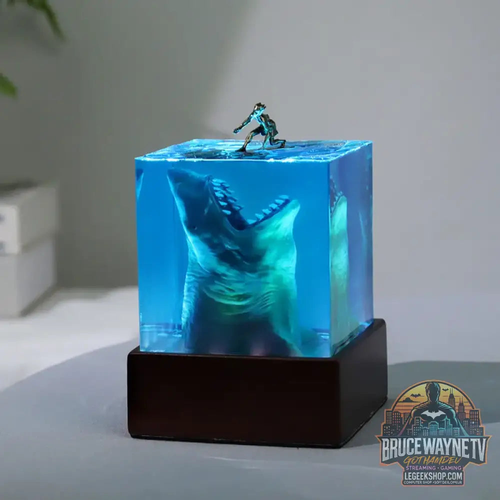 Figurines d’organismes marins algues requins décorations d’art de table plongeur tortue marine veilleuse en résine