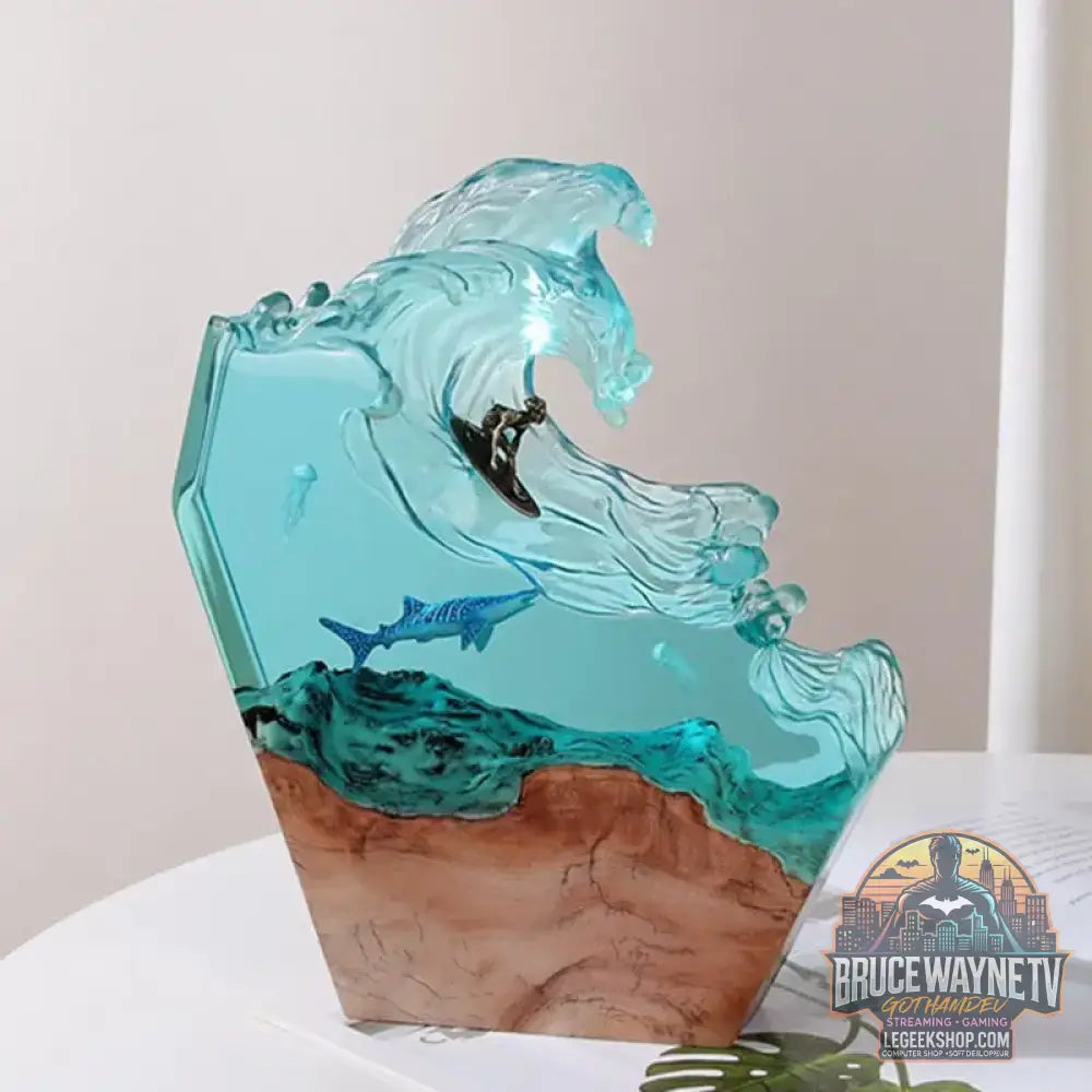 Figurines d’organismes marins algues requins décorations d’art de table plongeur tortue marine veilleuse en résine