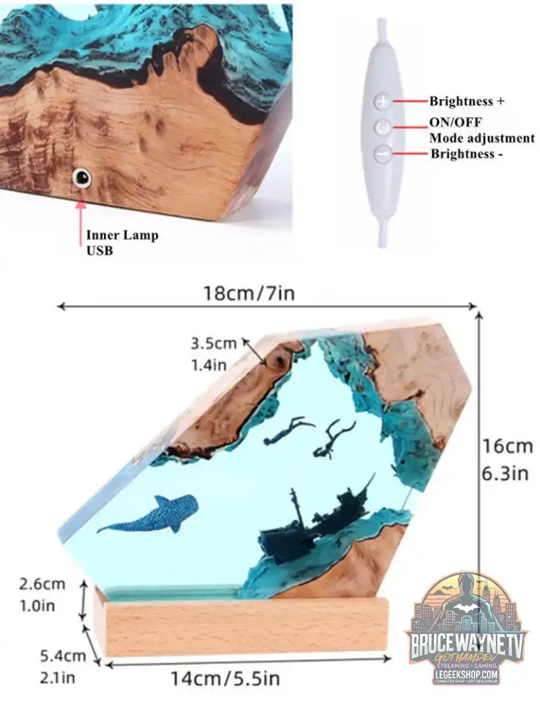 Figurines d’organismes marins algues requins décorations d’art de table plongeur tortue marine veilleuse en résine