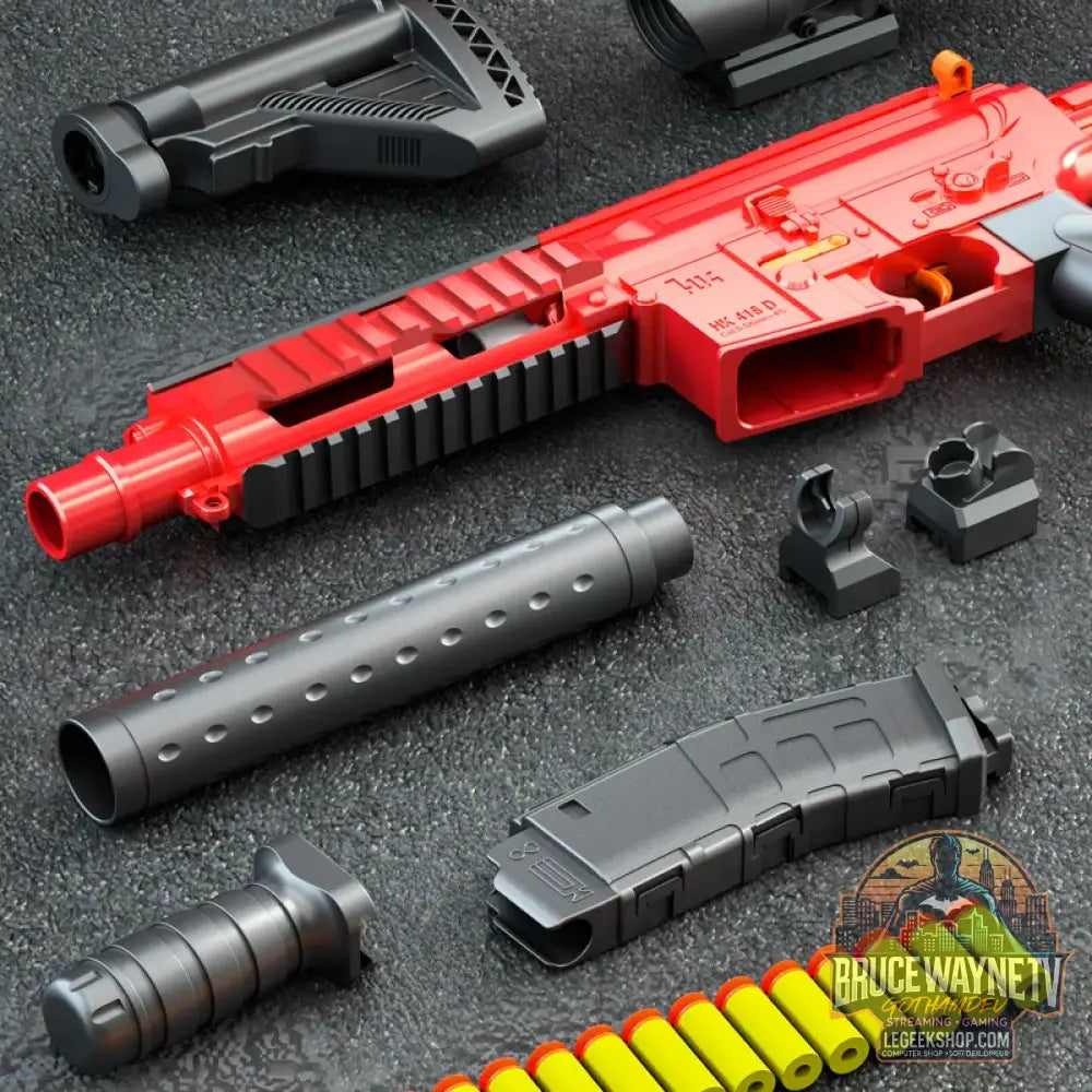 Fusil d’assaut manuel M416 à tir unique pistolet jouet à balles souples cadeau de Noël 2025 pour adultes - Black-Red