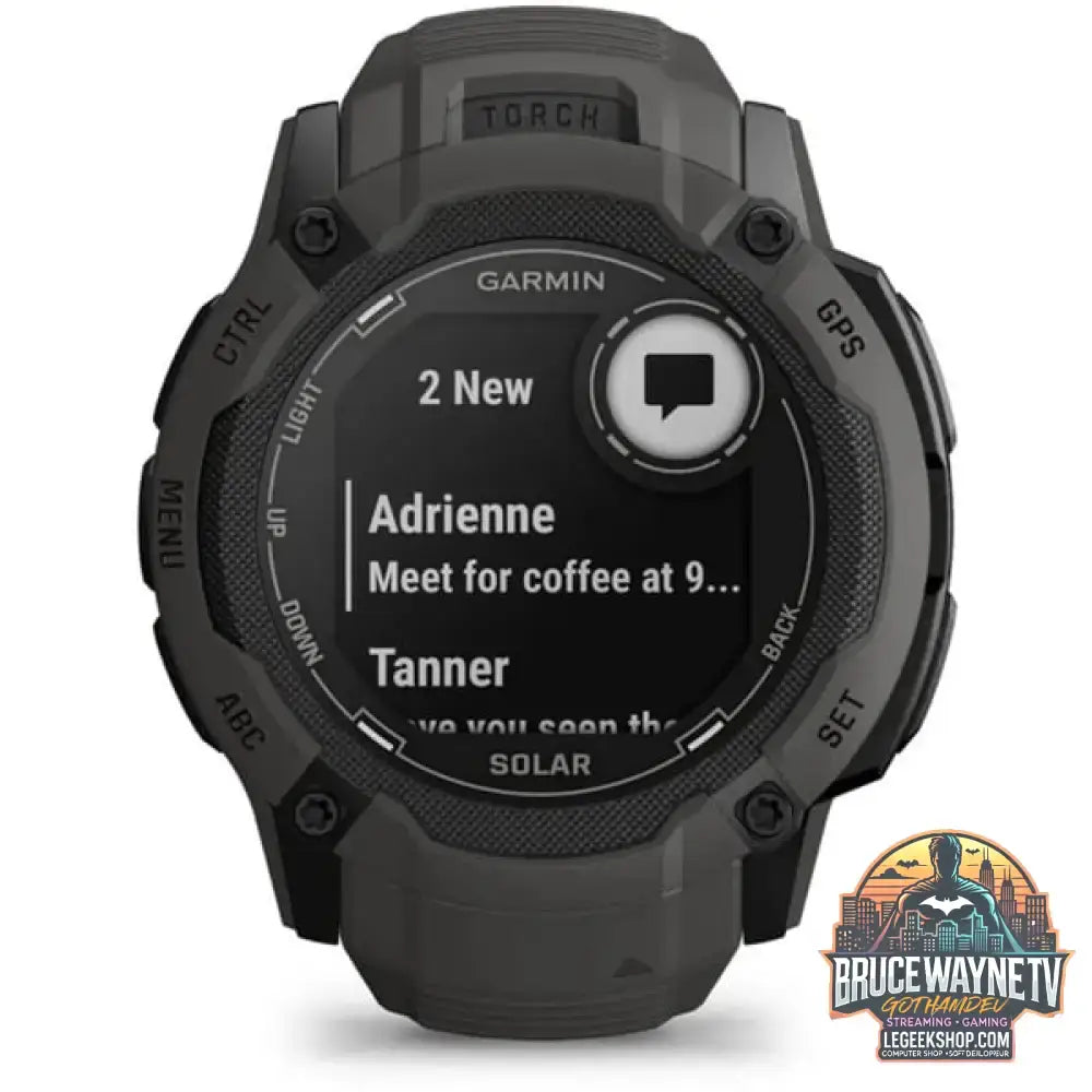 Garmin Instinct 2X Solar, Smartwatch dunkelgrau, 55 mm, Silikon-Armband - Garmin - vue 2