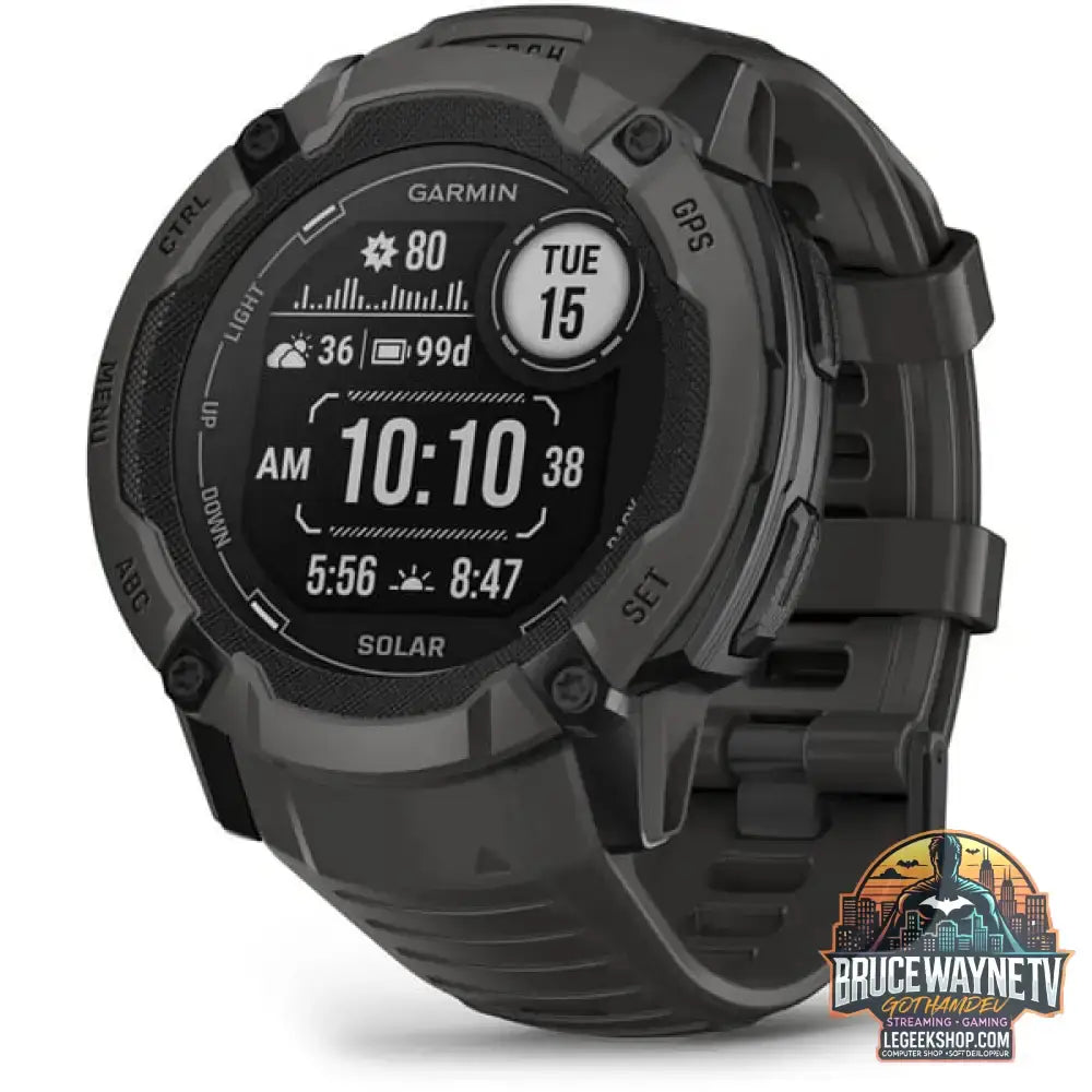 Garmin Instinct 2X Solar, Smartwatch dunkelgrau, 55 mm, Silikon-Armband - Garmin - vue 10