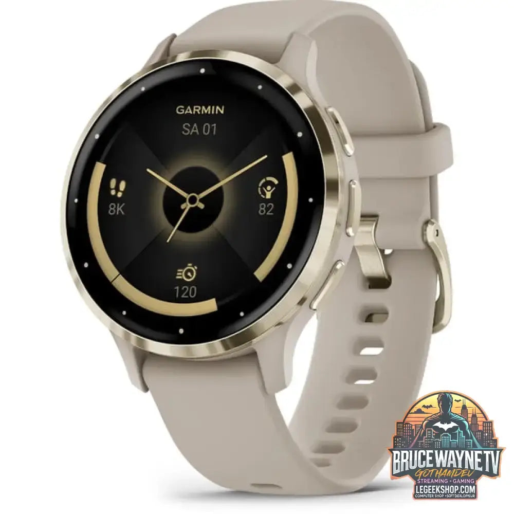 Garmin Venu 3S, Smartwatch beige/gold, 41 mm, schwarzes Silikon-Armband - Garmin - vue 5