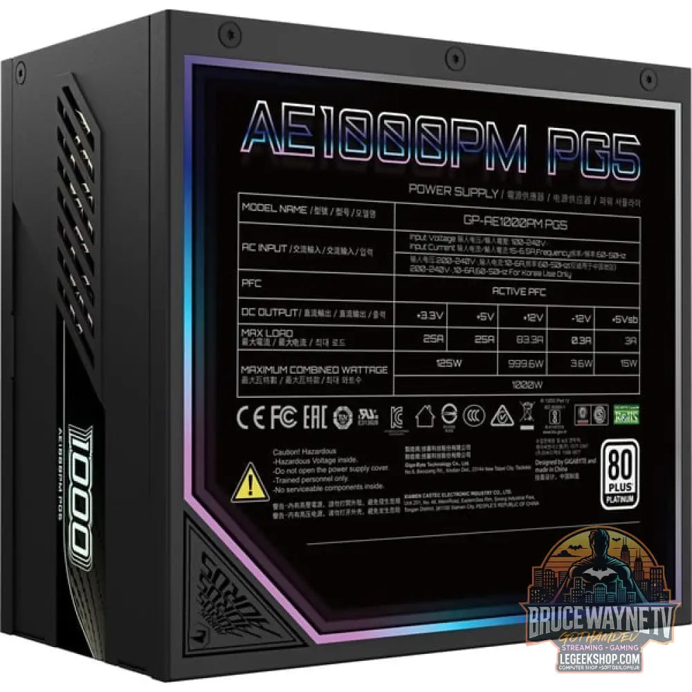 GIGABYTE GP-AE1000PM PG5, alimentation PC - GIGABYTE - vue 4