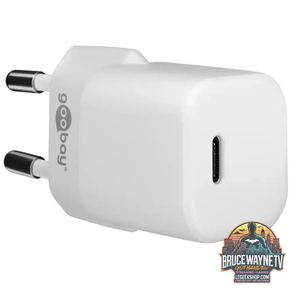 goobay Apple Lightning / USB-C PD-Ladeset 30 Watt, Ladegerät weiß, 1 Meter Kabel, PD - goobay - vue 3