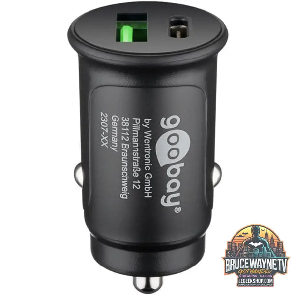 goobay Dual-USB Auto Schnellladegerät USB-C PD schwarz, Power Delivery - goobay