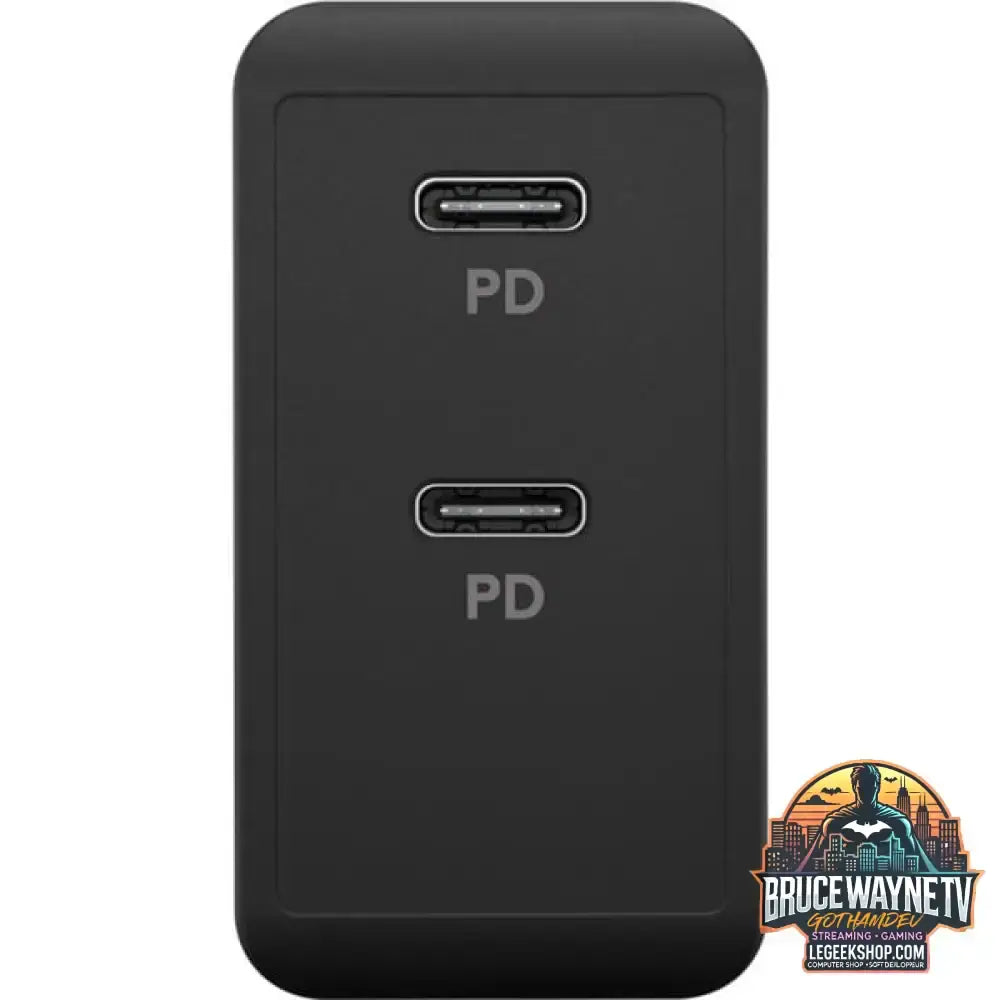 goobay USB-C Dual-Schnellladegerät 36 Watt, PD schwarz, 2x USB-C, Power Delivery - goobay - vue 2