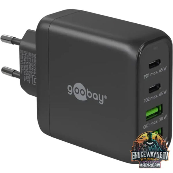 goobay USB-C Multiport-Schnellladegerät, PD, GaN, 68 Watt schwarz, 2x USB-C, 2x USB-A, Power Delivery, QuickCharge - goobay