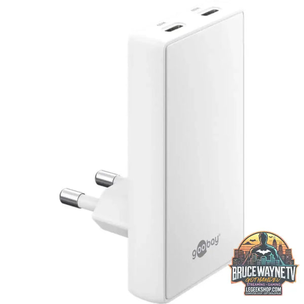 goobay USB-C PD GaN 90° Dual-Schnelladegerät 65 W weiß, 65 Watt - goobay