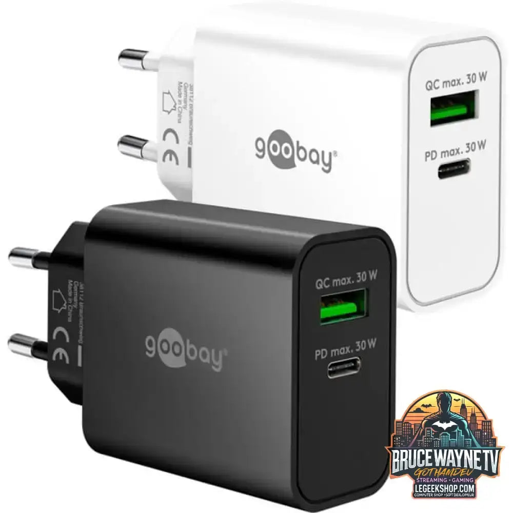 goobay USB-C PD GaN Dual-Schnelladegerät 30 W, wh weiß - goobay - vue 2