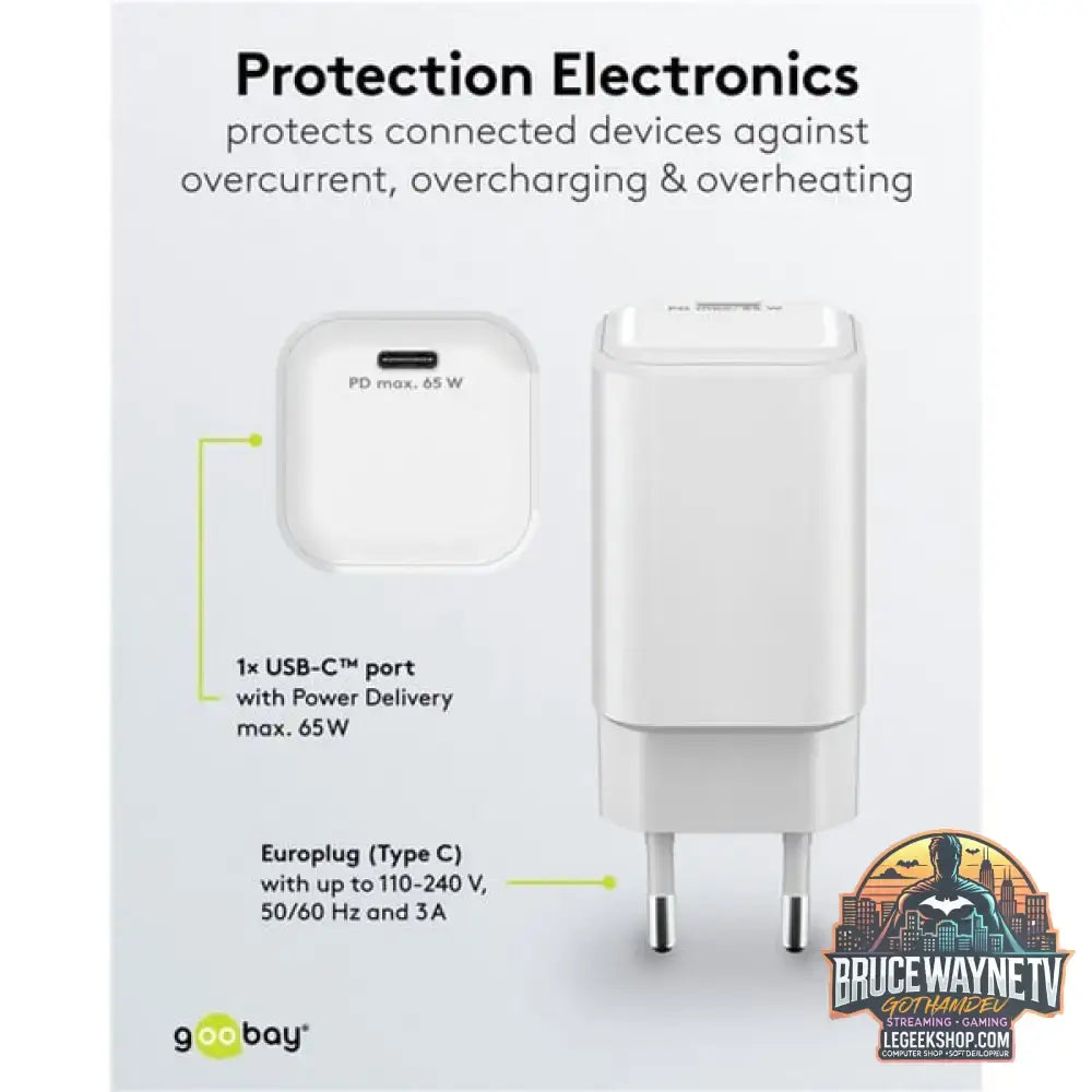 goobay USB-C PD GaN Schnelladegerät Nano 65 W weiß - goobay - vue 2