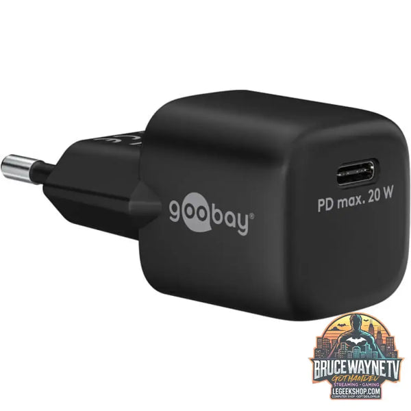 goobay USB-C Schnellladegerät Nano, PD, GaN, 20 Watt schwarz, 1x USB-C, Power Delivery 3.0 - goobay