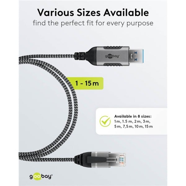 goobay Ethernet-Adapterkabel USB-A 3.2 Gen1 > RJ-45, Slim - goobay - vue 12