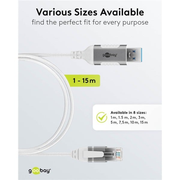 goobay Ethernet-Adapterkabel USB-A 3.2 Gen1 > RJ-45, Slim - goobay - vue 9