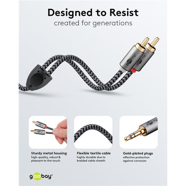 goobay Plus Audio Adapterkabel AUX 3,5mm jack > Stereo-Cinch Stecker - goobay - vue 9