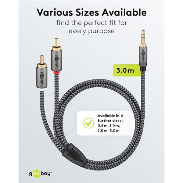goobay Plus Audio Adapterkabel AUX 3,5mm jack > Stereo-Cinch Stecker - goobay - vue 11
