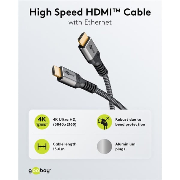 goobay Plus High-Speed-HDMI-câble avec Ethernet, 4K @ 60Hz - goobay - vue 7
