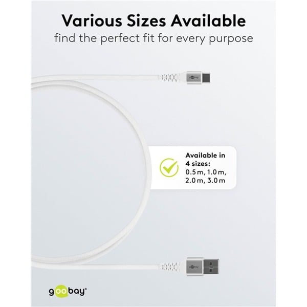 goobay Supersoftes USB 2.0 Textilkabel, USB-A Stecker > USB-C Stecker - goobay - vue 7
