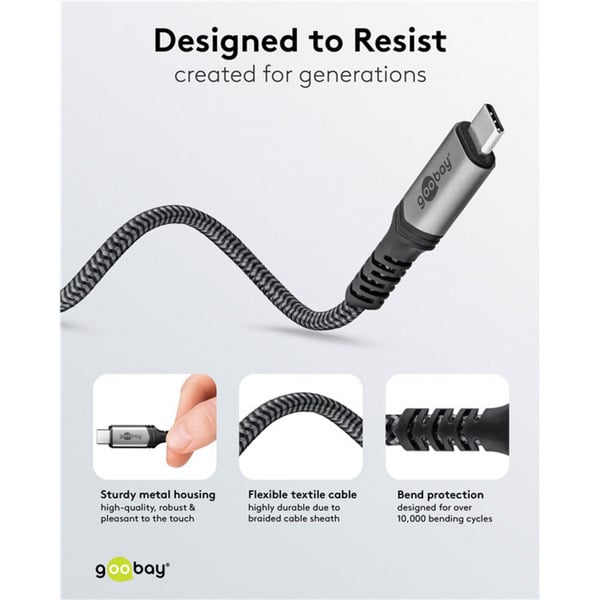 goobay USB4 Gen 3x2 câble, USB-C Stecker > USB-C Stecker, 40Gbit/s - goobay - vue 10