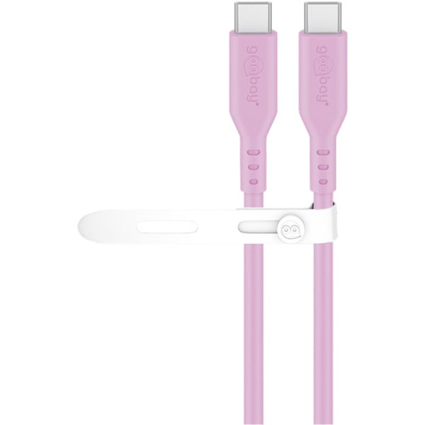goobay USB 2.0 Silikonkabel pink, USB-C Stecker > USB-C Stecker - goobay